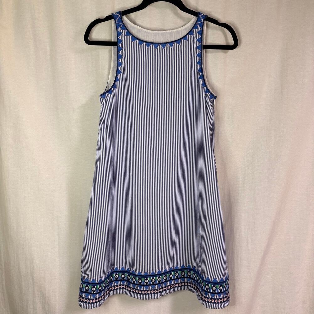 Vineyard Vines Geo Prep Embroidered Stripe Shift Dress XS Blue